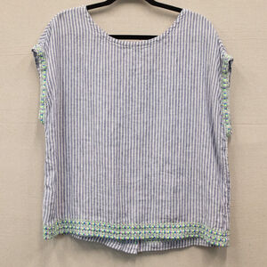 California C&C blue and white stripe boxy shirt-L